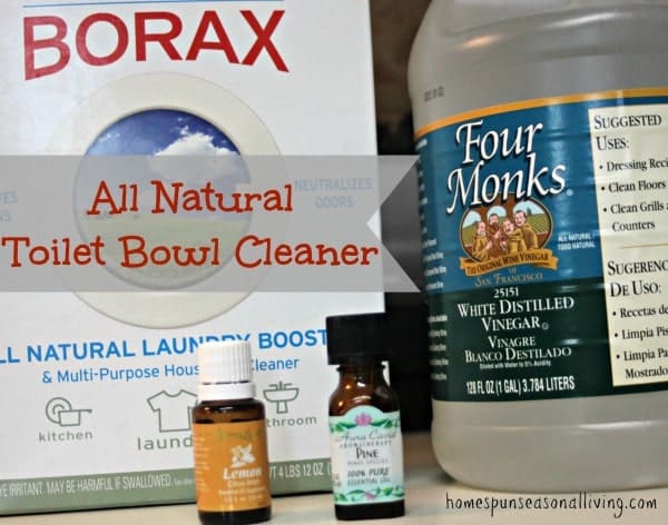 An all natural toilet bowl cleaner that sits overnight for quick, easy cleaning from Homespun Seasonal Living.