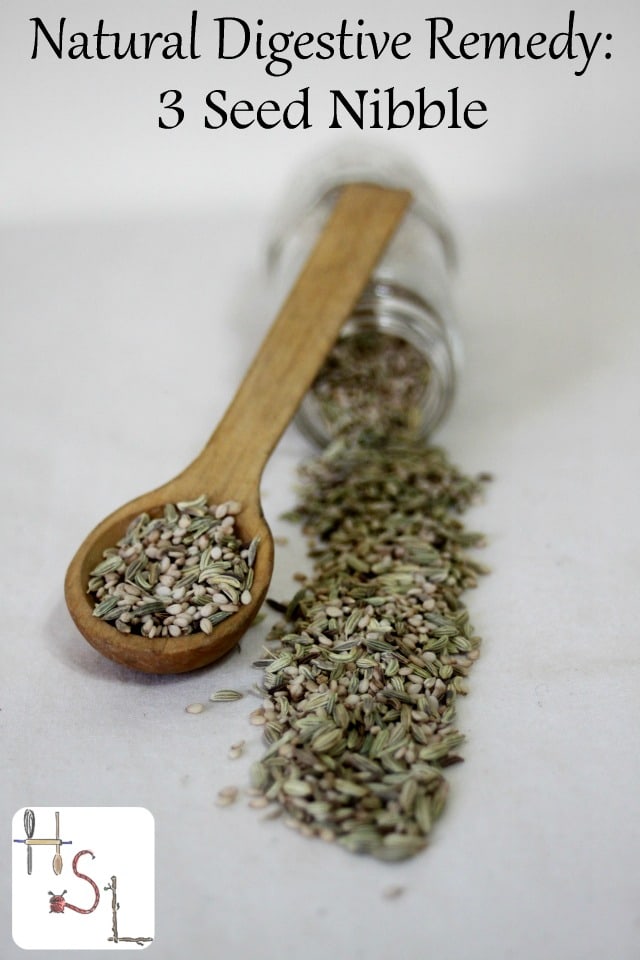 Use the power of sesame, fennel, and caraway seeds as a simple and homemade natural digestive remedy that is also easy to pack along when traveling.