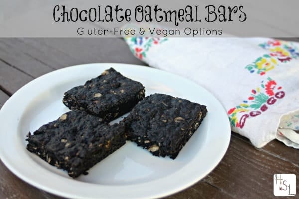 Sweet and satisfying these chocolate oatmeal bars are also gluten-free and vegan for folks with food sensitivities.