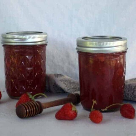 Make up a batch or several of this Honey Sweetened Strawberry Vanilla Jam to stock the pantry for winter and have tasty gifts on hand.