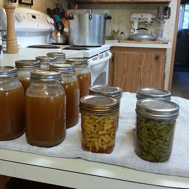 Jars of home canned food.