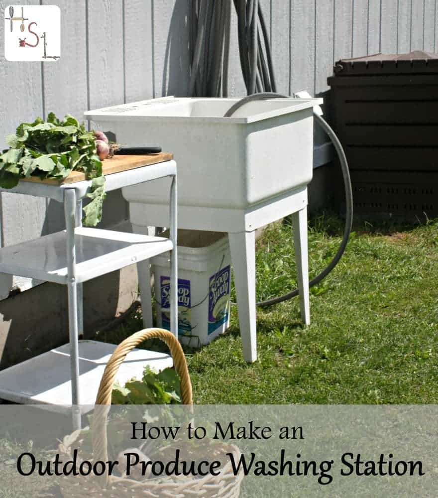 Keep the dirt from the garden harvest from getting into the kitchen with these steps to make an outdoor produce washing station.