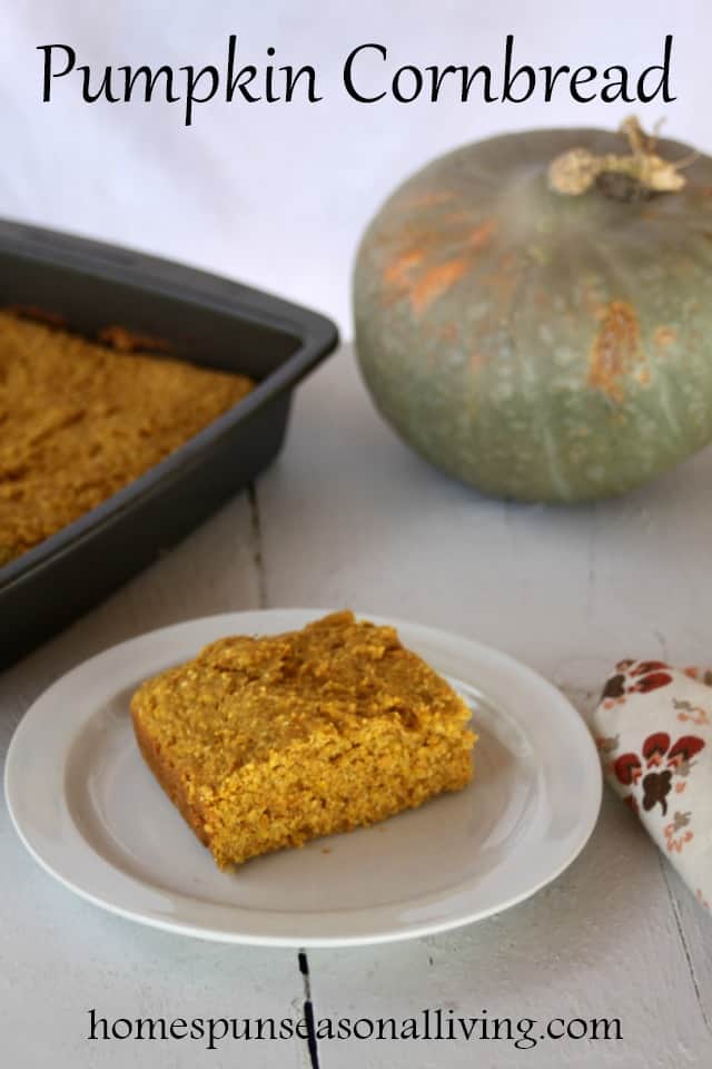 Pumpkin cornbread is a tasty and moist side dish that is as comfortable with breakfast eggs and bacon as it is as a side dish on a holiday dinner table. 