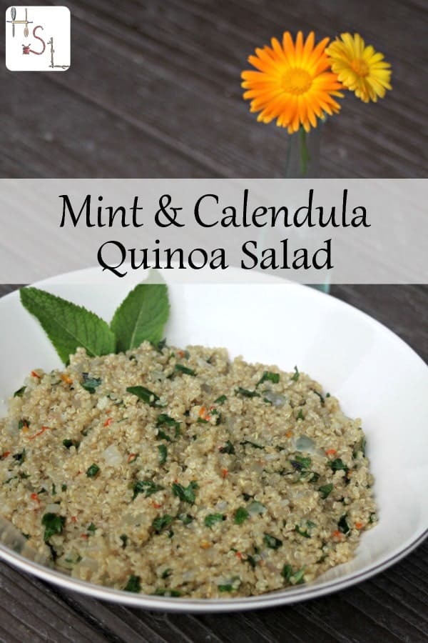 Use fresh herbs for a delightful salad full of flavor and perfect for quick meals and summer picnics with this Mint and Calendula Quinoa Salad.