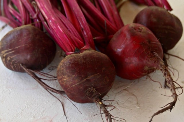 Fresh Beets on a table.