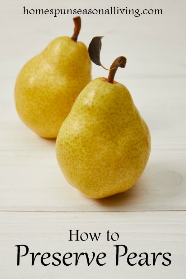 Fresh pears on a table.