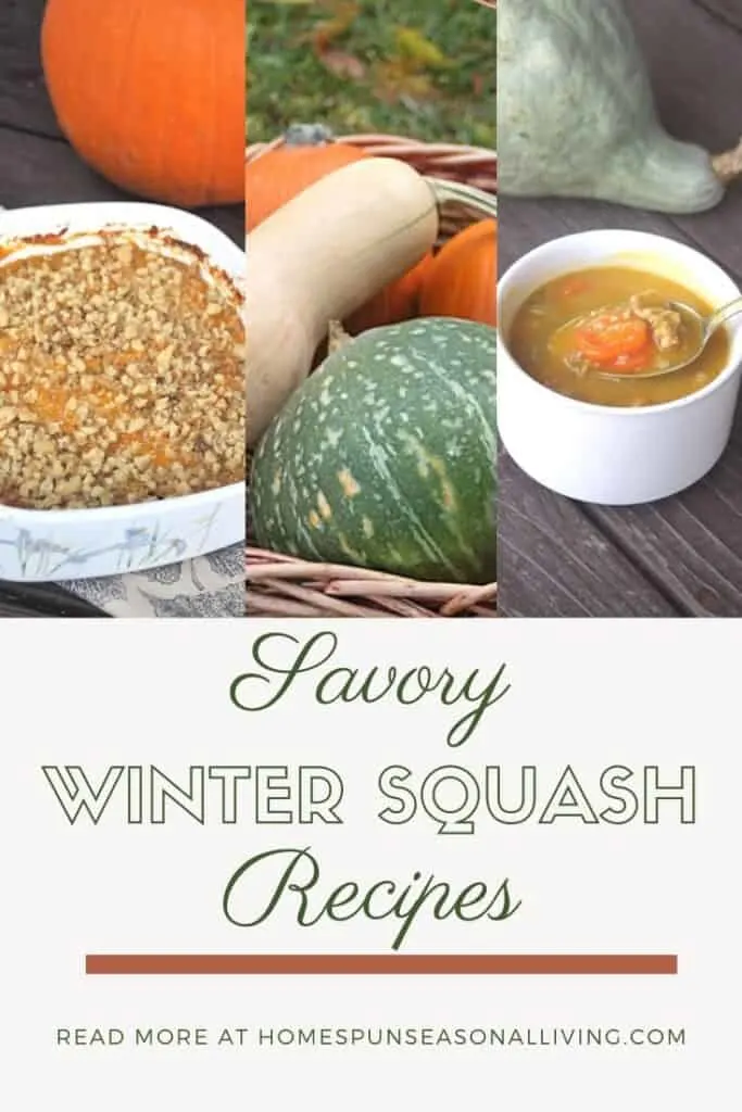 3 photos of winter squash lined up above text overlay.