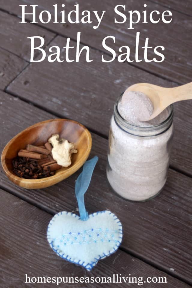 Use these holiday spice bath salts for a relaxing and detoxifying bath. These whip up in an hurry for a simple and frugal DIY project.