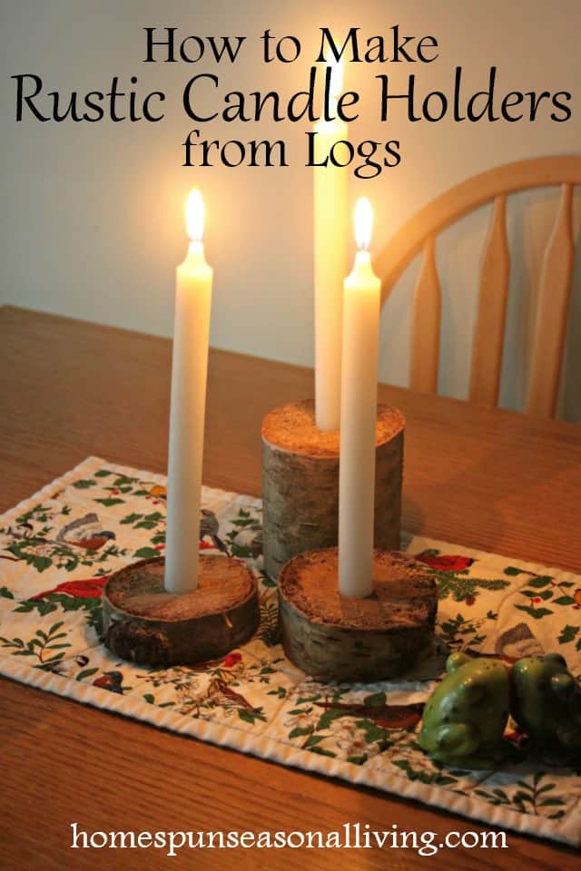 Make a natural table centerpiece with these easy DIY rustic candle holders. Use logs or branches and basic hand tools for a simple but elegant project.