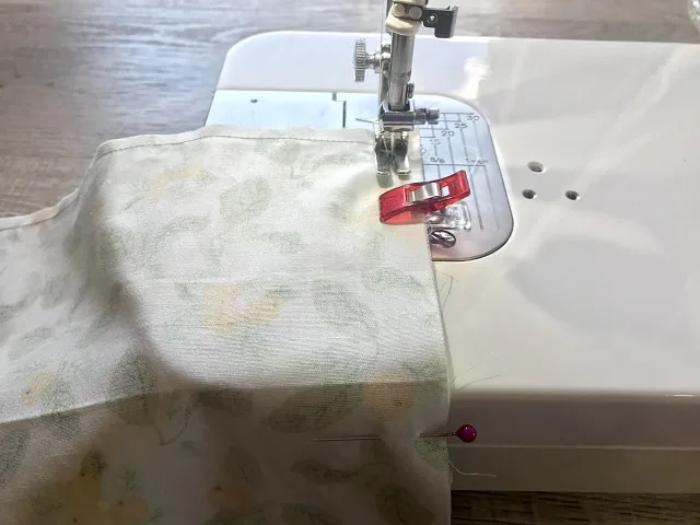 Sewing clothespin bag on sewing machine
