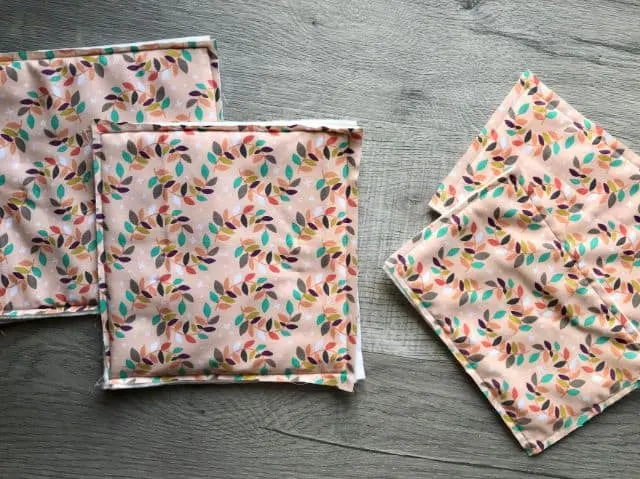 Fabric sandwiches all sewn around perimeter