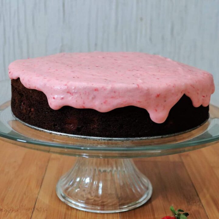 Chocolate Dipped Strawberry Cake - Baking with Blondie