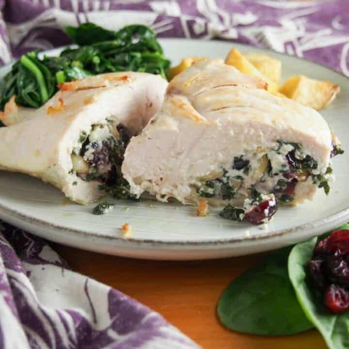 Image for Goat cheese stuffed chicken with spinach and cranberries